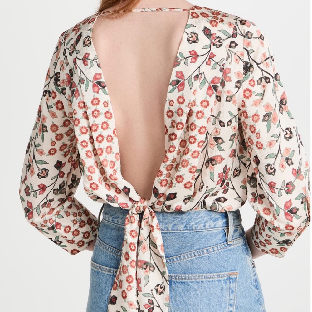 BA&SH Greg Printed Open Back Top